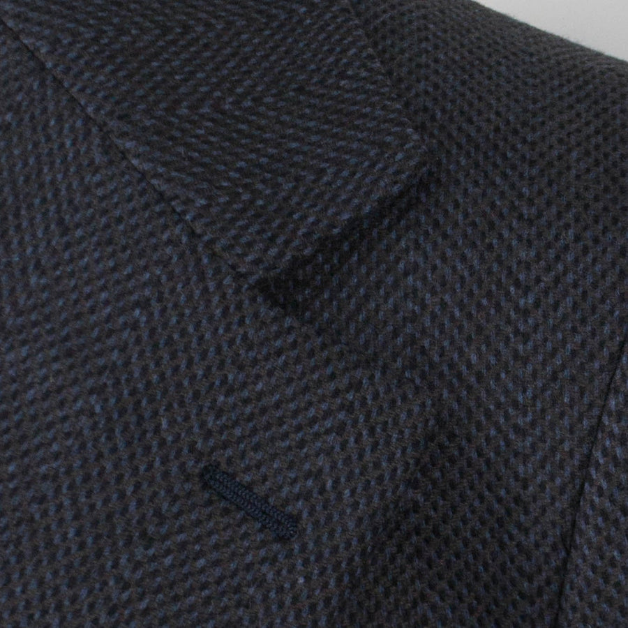 Gray Herringbone Wool Full Length Slim Fit Coat