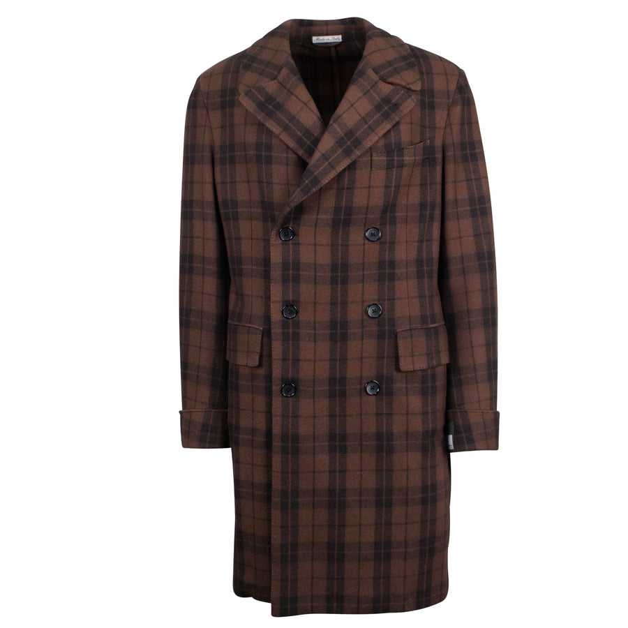 Brown Cashmere Double Breasted Full Length Slim Fit Coat