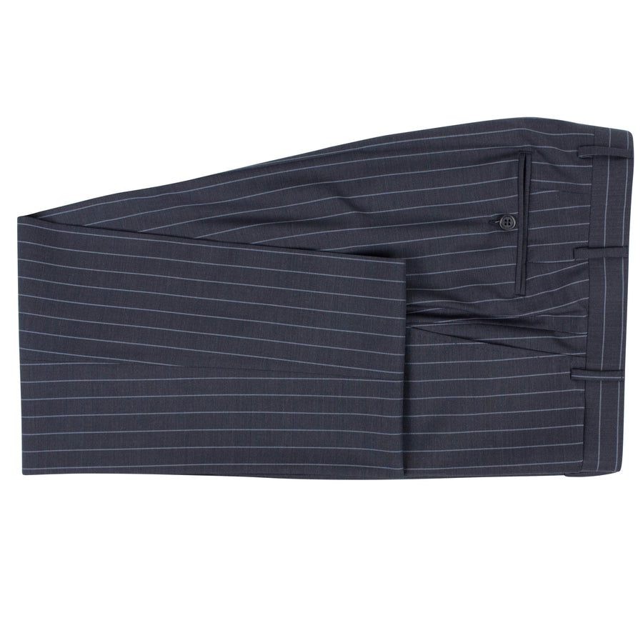 Pin Striped Wool 2 Button Classic Fit Suit - Black