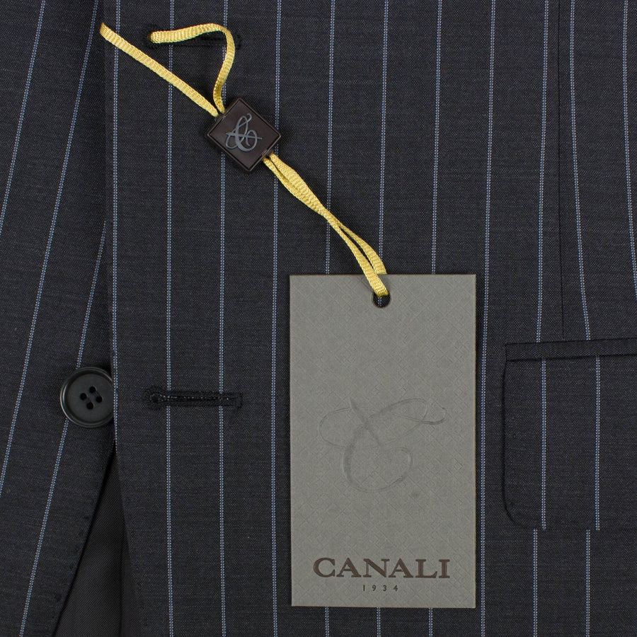 Pin Striped Wool 2 Button Classic Fit Suit - Black