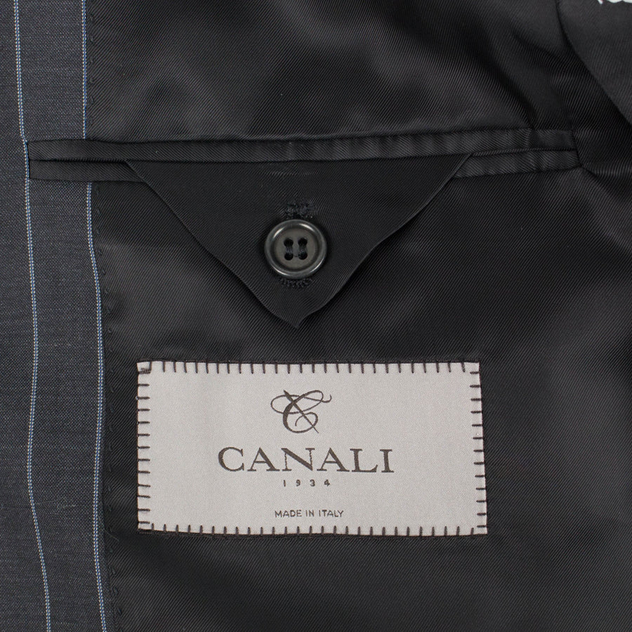 Pin Striped Wool 2 Button Classic Fit Suit - Black