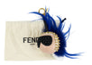 Karlito Leather Studded Fur Key Charm - Blue / Multi