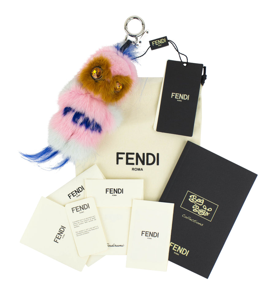 Mink and Goat Fur Micro Monster Handbag Charm - Pink