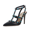 Rolling Rockstud Turquoise Stud Pumps - Black