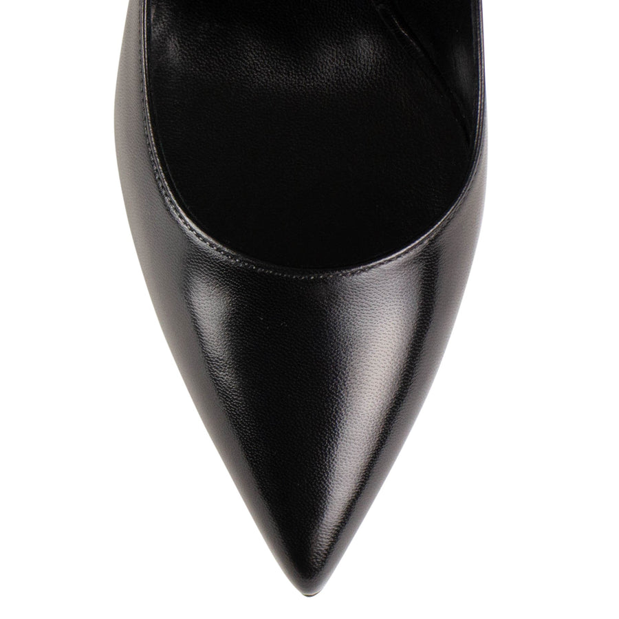 Leather Tripon Point Toe Pump - Black
