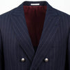 Pinstriped Cashmere Blend Double Breasted Sport Coat - Blue
