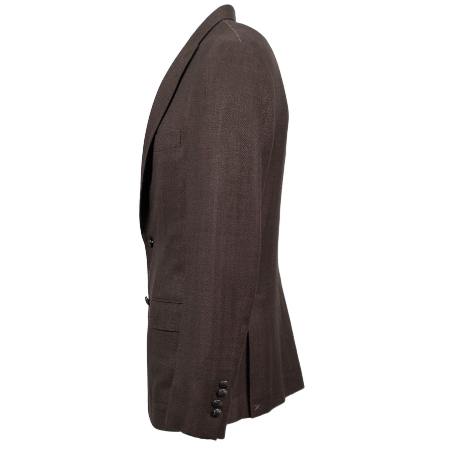 Wool Blend 2 Button Sport Coat - Brown