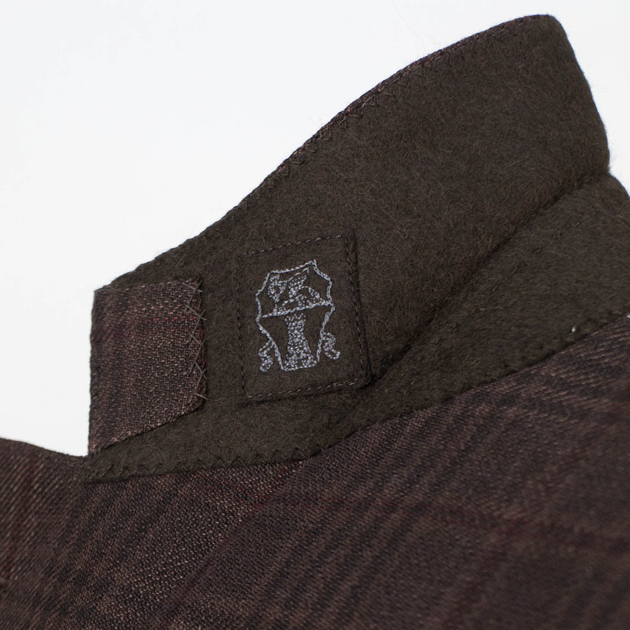 Plaid Wool Blend 3 Roll 2 Button Sport Coat - Brown