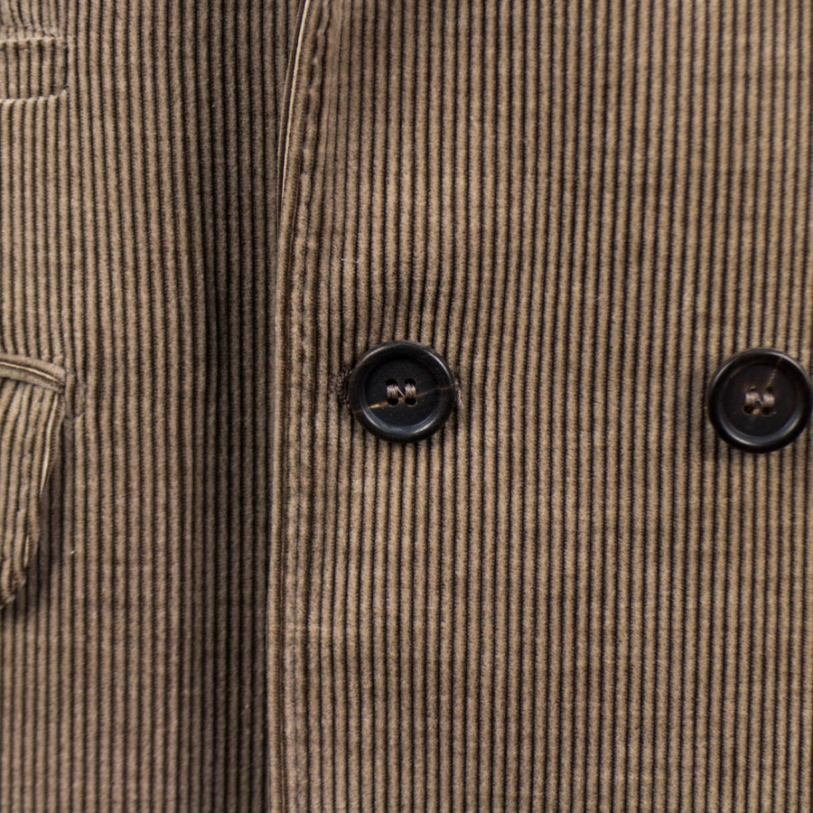 Cashmere Blend Corduroy Double Breasted Sport Coat - Brown