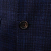 Checked Cashmere Blend Double Breasted Sport Coat - Blue