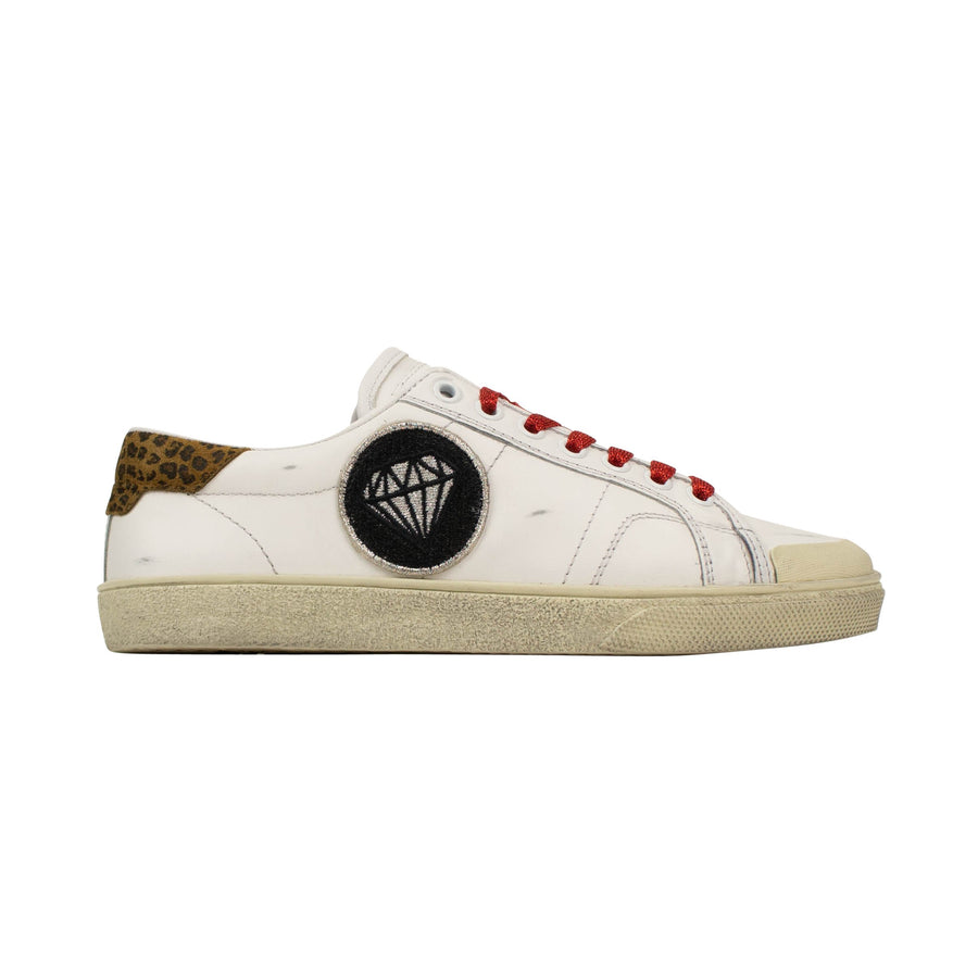 Wolly Leather Patch Sneaker - White
