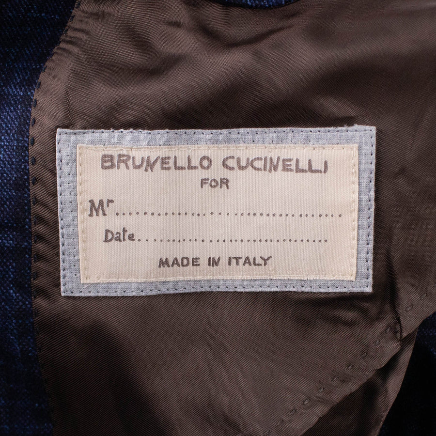 Checked Cashmere Blend Double Breasted Sport Coat - Blue