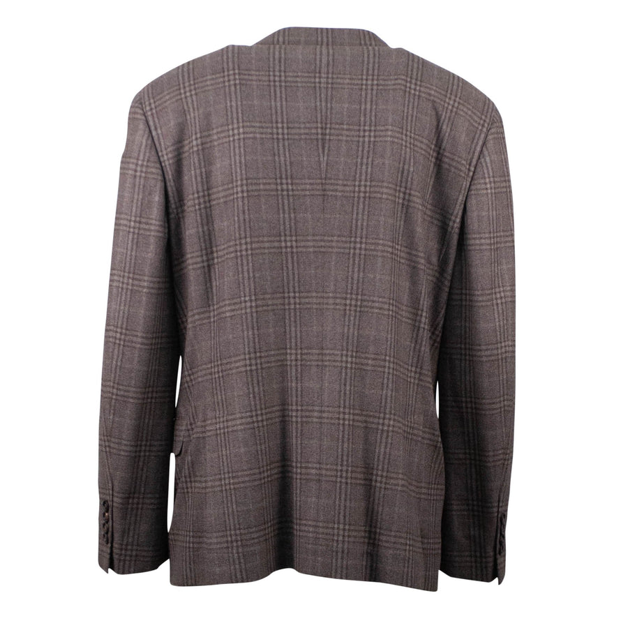 Plaid Cashmere Blend 3/2 Button Sport Coat - Brown