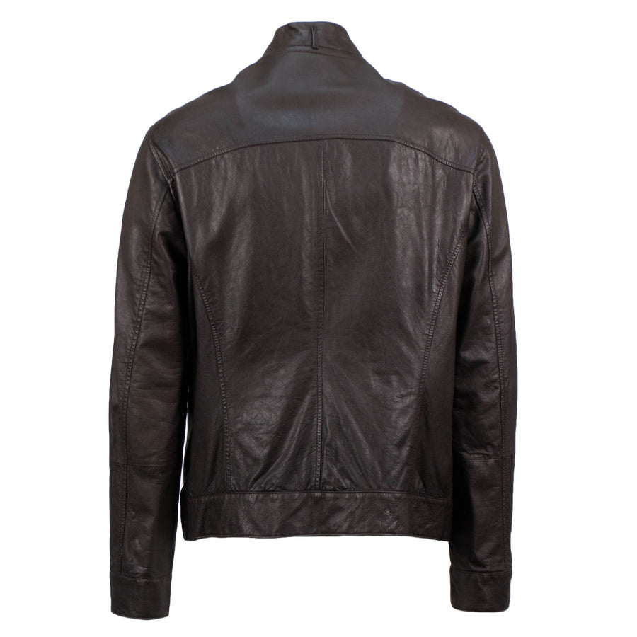 BRUNELLO CUCINELLI Brown Leather Zip-Up Jacket