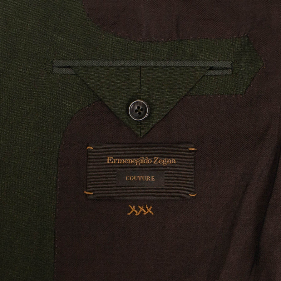 Linen Double Breasted Suit - Green