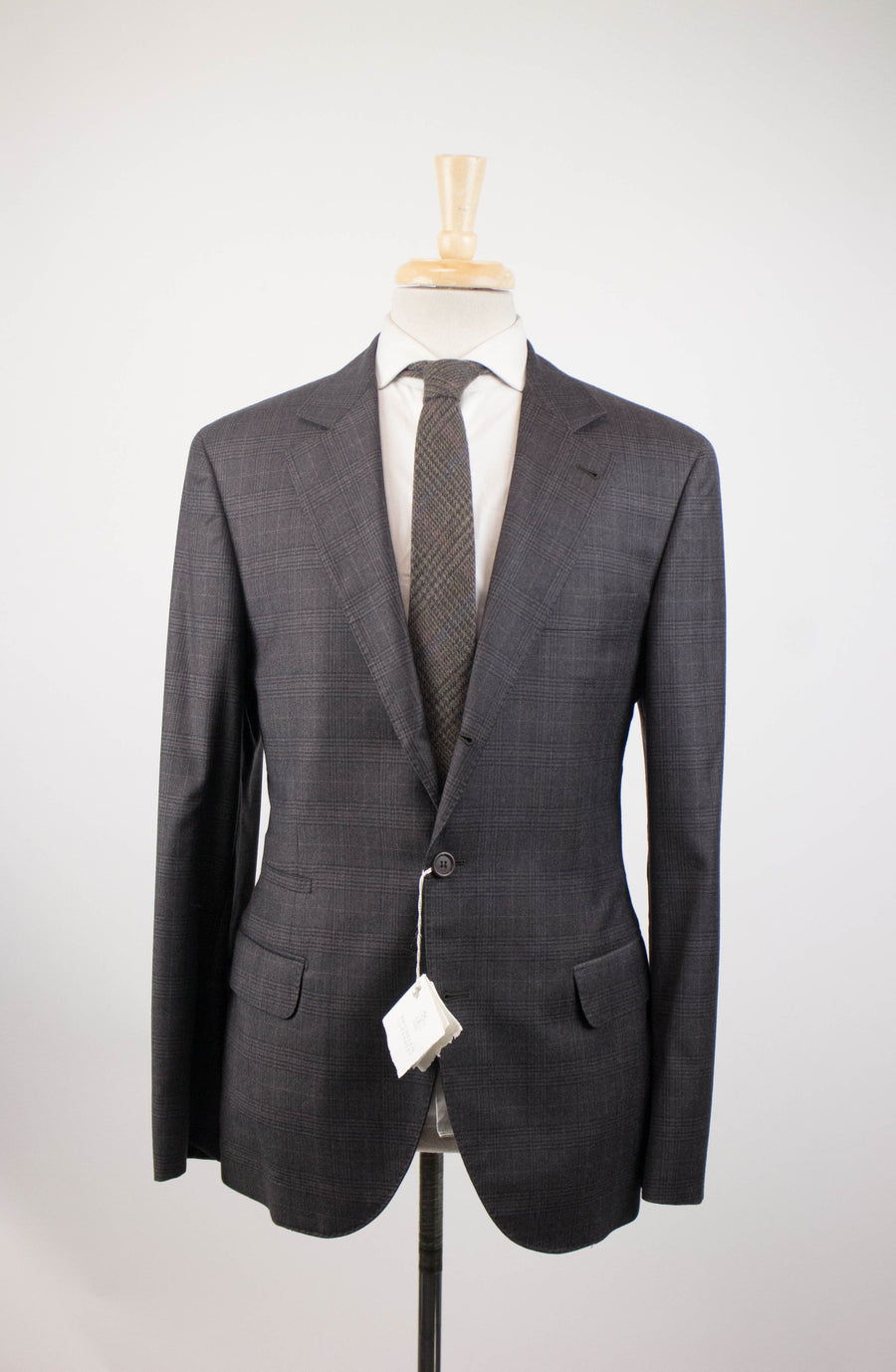 Plaid Wool 3/2 Button Sport Coat - Brown