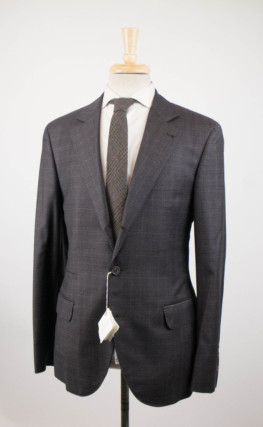 Plaid Wool 3/2 Button Sport Coat - Brown