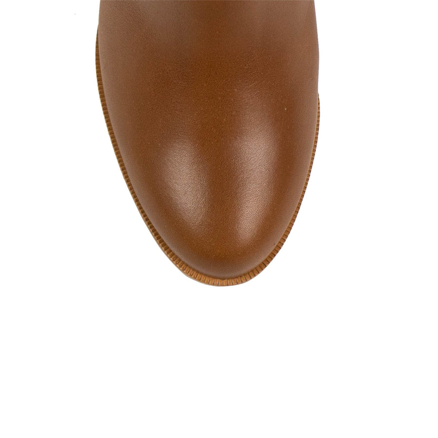 'Adox' 85mm Leather Boots Heels - Brown