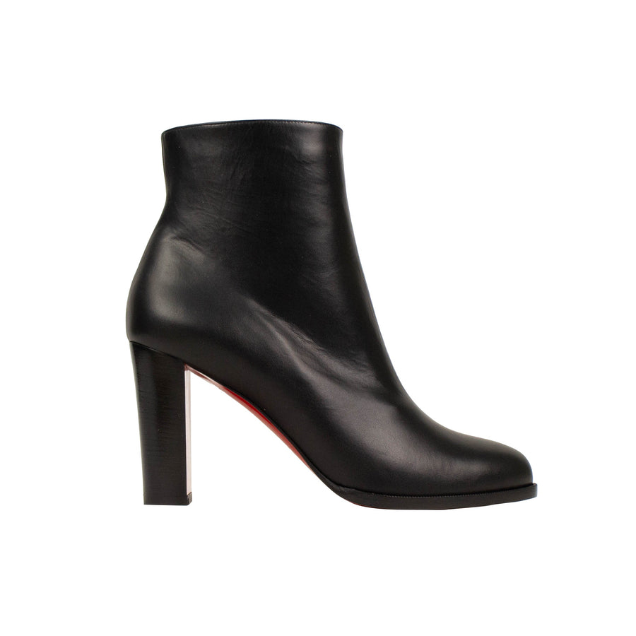 'Adox' 85mm Leather Boots Heels - Black