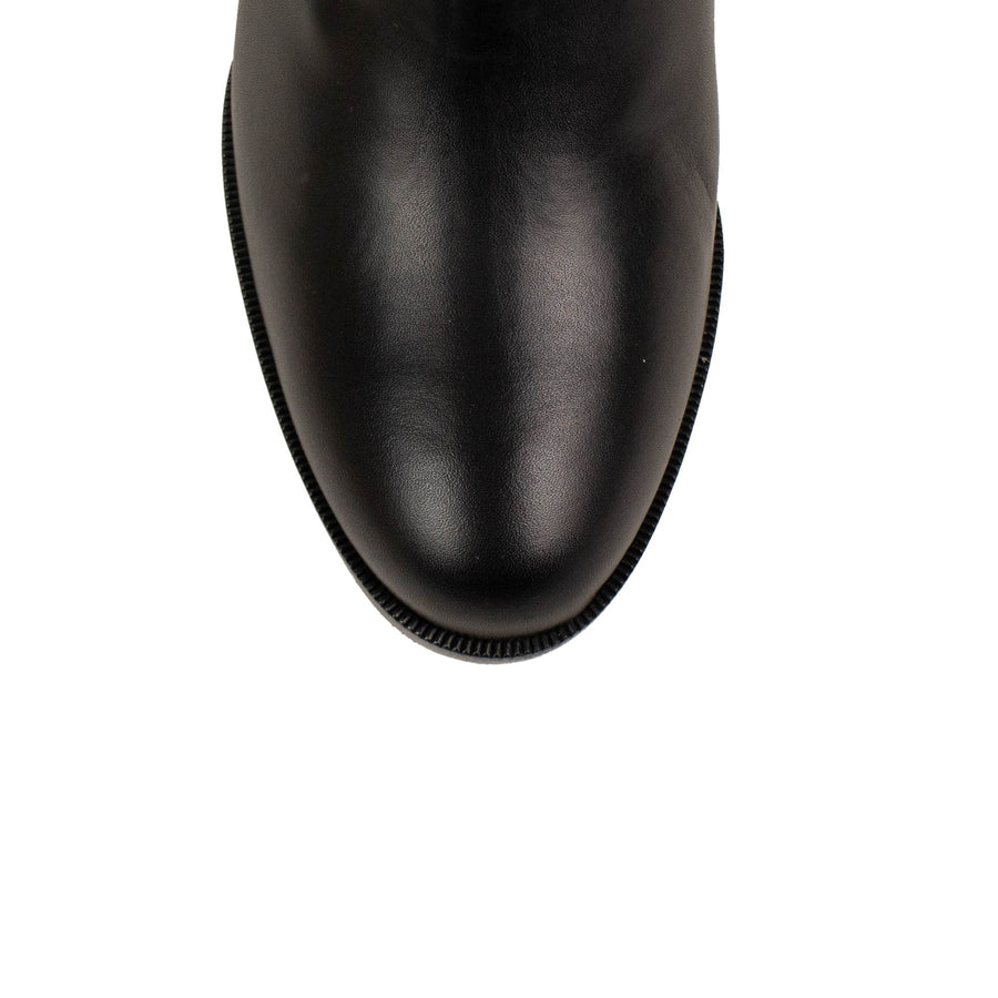 'Adox' 85mm Leather Boots Heels - Black