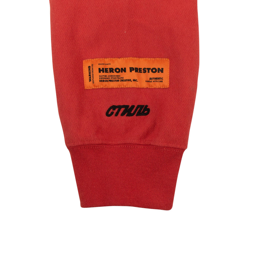 Contrast Trim Logo Zip Hoodie - Red