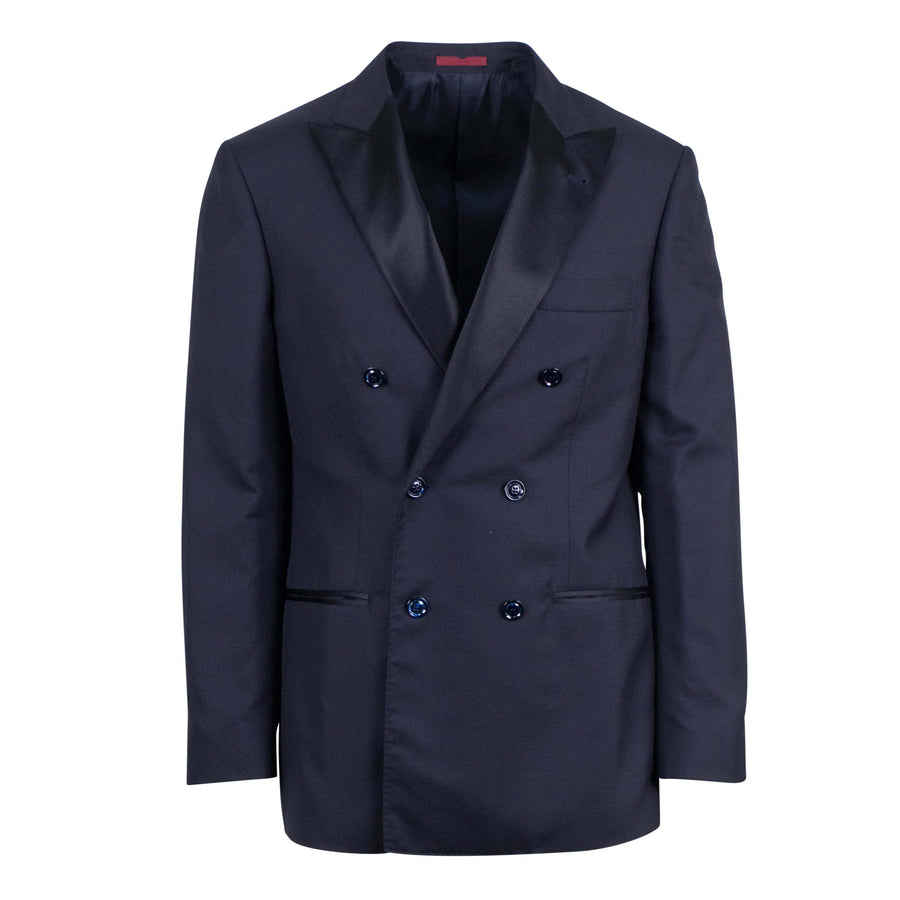 Cashmere Blend Double Breasted Tuxedo Sport Coat - Blue