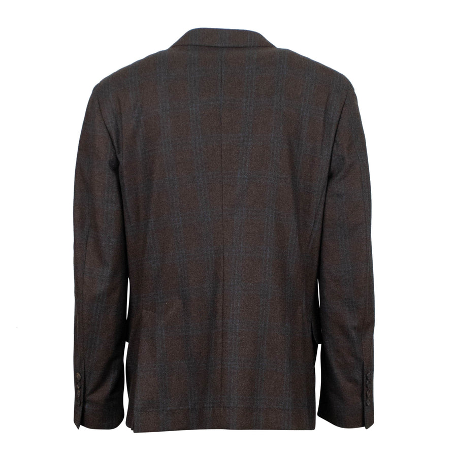 Plaid Cashmere Blend 3/2 Button Sport Coat - Brown
