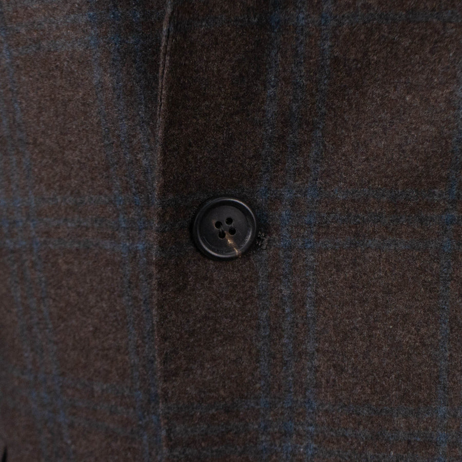 Plaid Cashmere Blend 3/2 Button Sport Coat - Brown