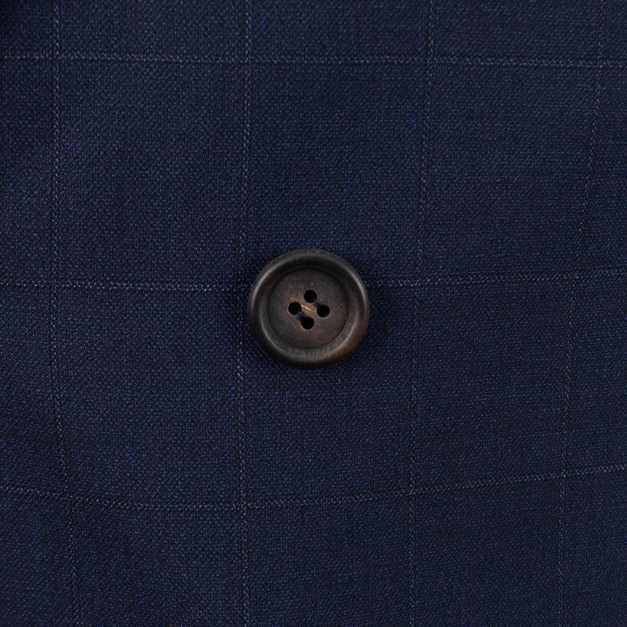 Windowpane Wool Double Breasted Sport Coat - Blue