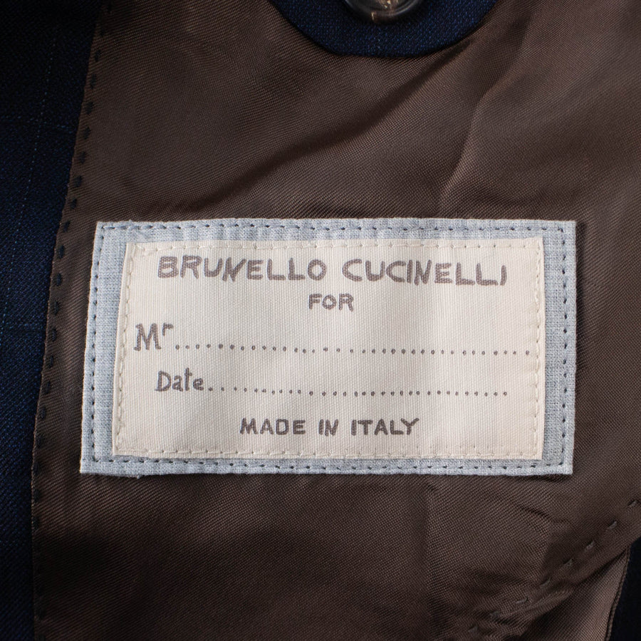 Windowpane Wool Double Breasted Sport Coat - Blue