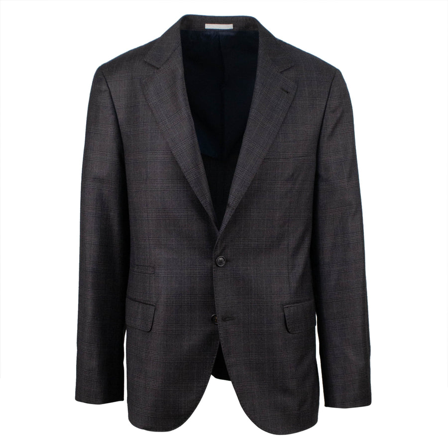 Plaid Wool 3/2 Button Sport Coat - Brown
