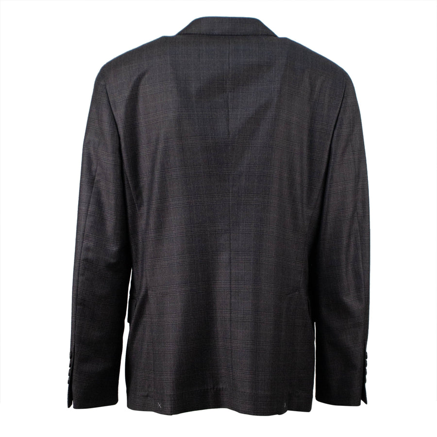 Plaid Wool 3/2 Button Sport Coat - Brown