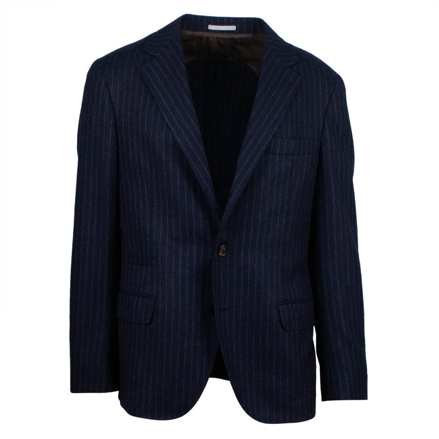 Pin Striped Cashmere Blend 3/2 Button Sport Coat - Blue