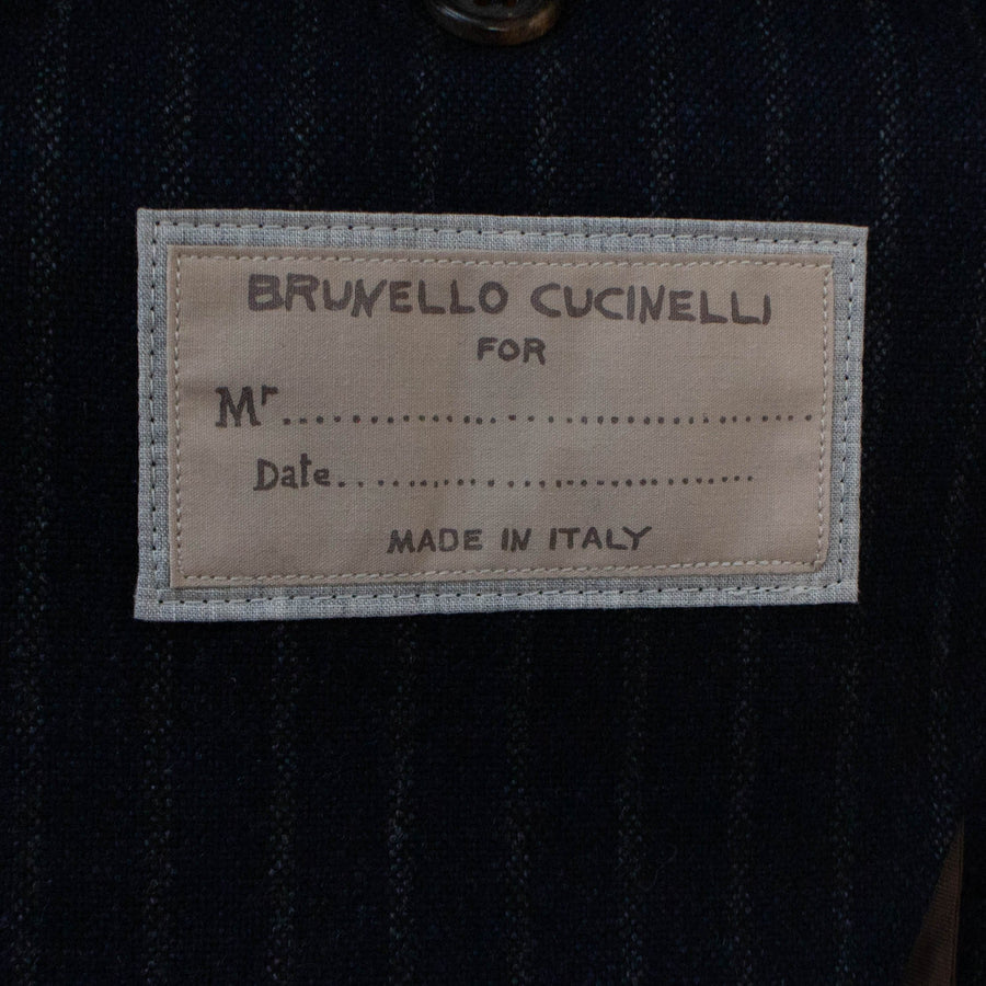 Pin Striped Cashmere Blend 3/2 Button Sport Coat - Blue