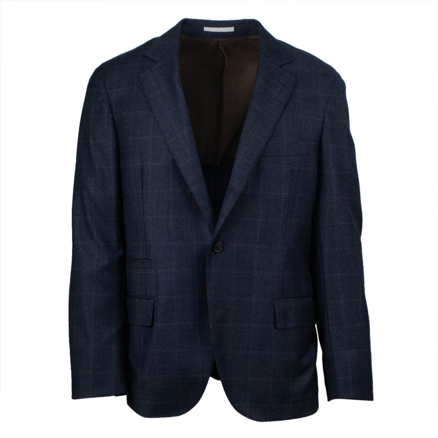 Windowpane Wool 3/2 Button Sport Coat - Blue