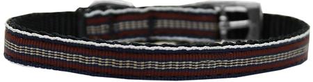 Preppy Stripes Nylon Dog Collar With Classic Buckles 3-8
