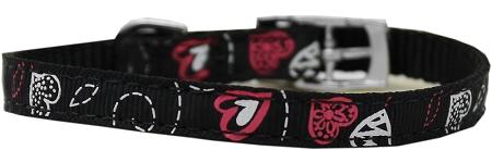 Crazy Hearts Nylon Dog Collar With Classic Buckles 3-8