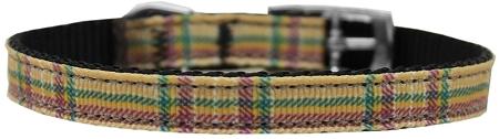 Plaid Nylon Dog Collar With Classic Buckle 3-8