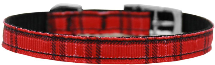 Plaid Nylon Dog Collar With Classic Buckle 3-8
