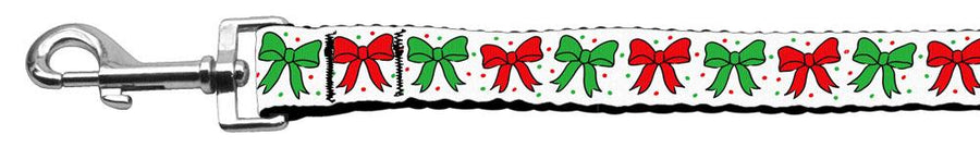 Christmas Bows Nylon Ribbon Leash 1 Inch Wide 6ft Long