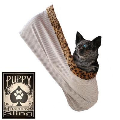 Koi Fish Rhinestone Puppy Holdem Sling Tan W- Cheetah Trim Size Lg-xl
