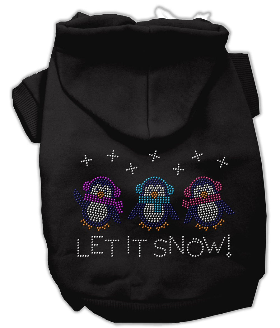 Let It Snow Penguins Rhinestone Hoodie Black L (14)