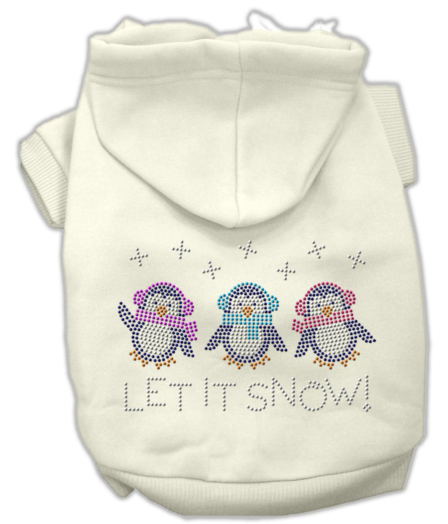 Let It Snow Penguins Rhinestone Hoodie Cream Xxxl(20)
