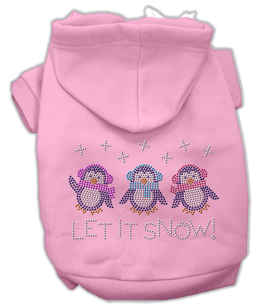 Let It Snow Penguins Rhinestone Hoodie Pink Xxxl(20)