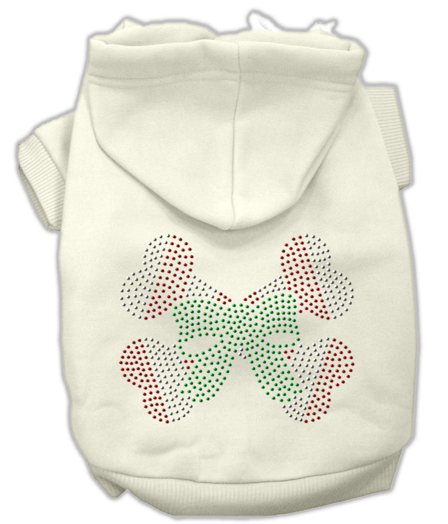 Candy Cane Crossbones Rhinestone Hoodie Cream Xl (16)