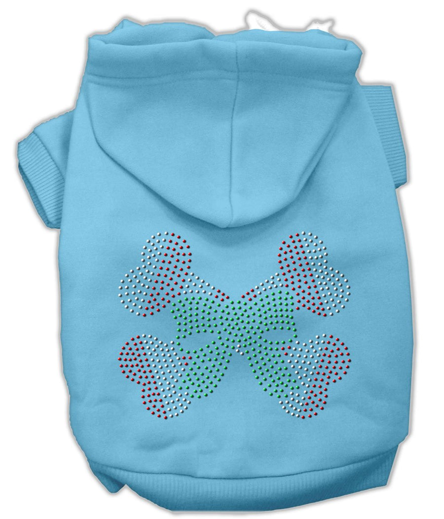 Candy Cane Crossbones Rhinestone Hoodie Baby Blue Xxxl(20)