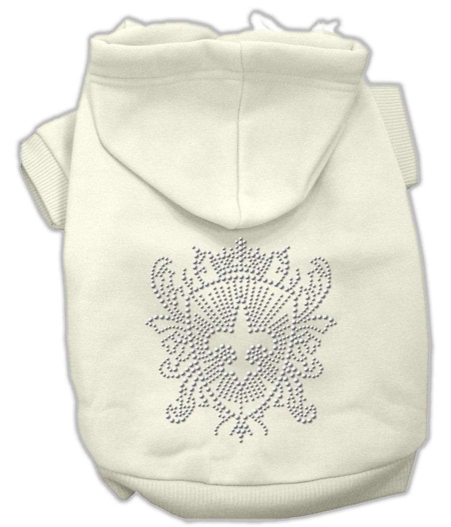 Rhinestone Fleur De Lis Shield Hoodies Cream Xxl (18)