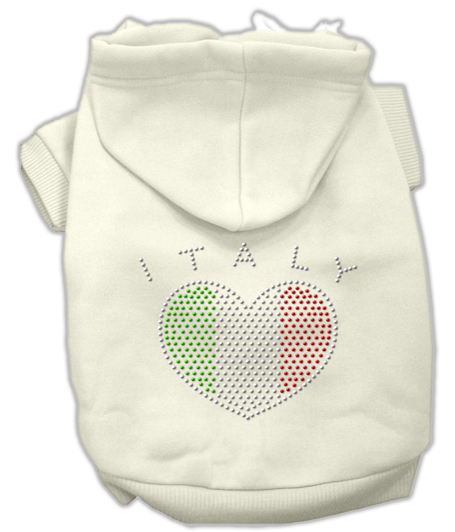Italian Rhinestone Hoodies Cream Xs (8)