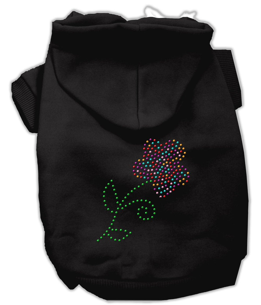 Multi-colored Flower Rhinestone Hoodie Black S (10)