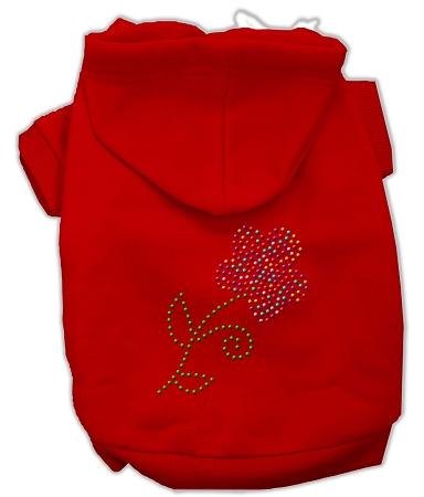 Multi-colored Flower Rhinestone Hoodie Red S (10)